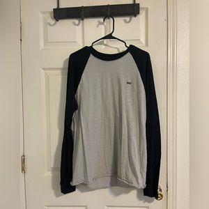 (XL) Vans baseball style tshirt - gray shirt with black sleeves - unisex style